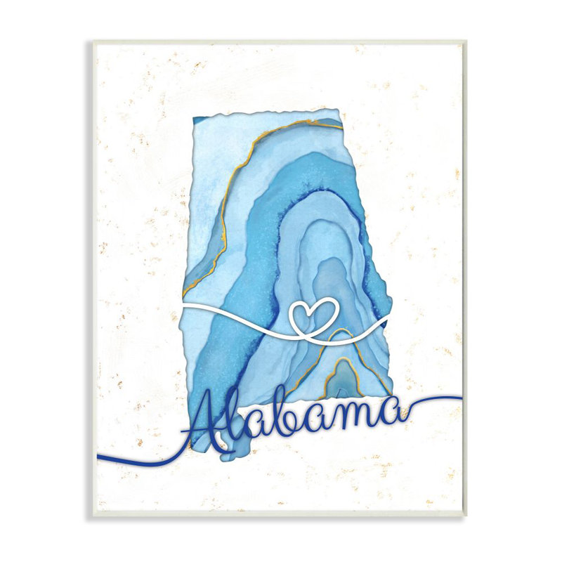 « alabama agate blue us state design », impression sur toile, H 19 po x l 13 po x P 0,5 po, Bois