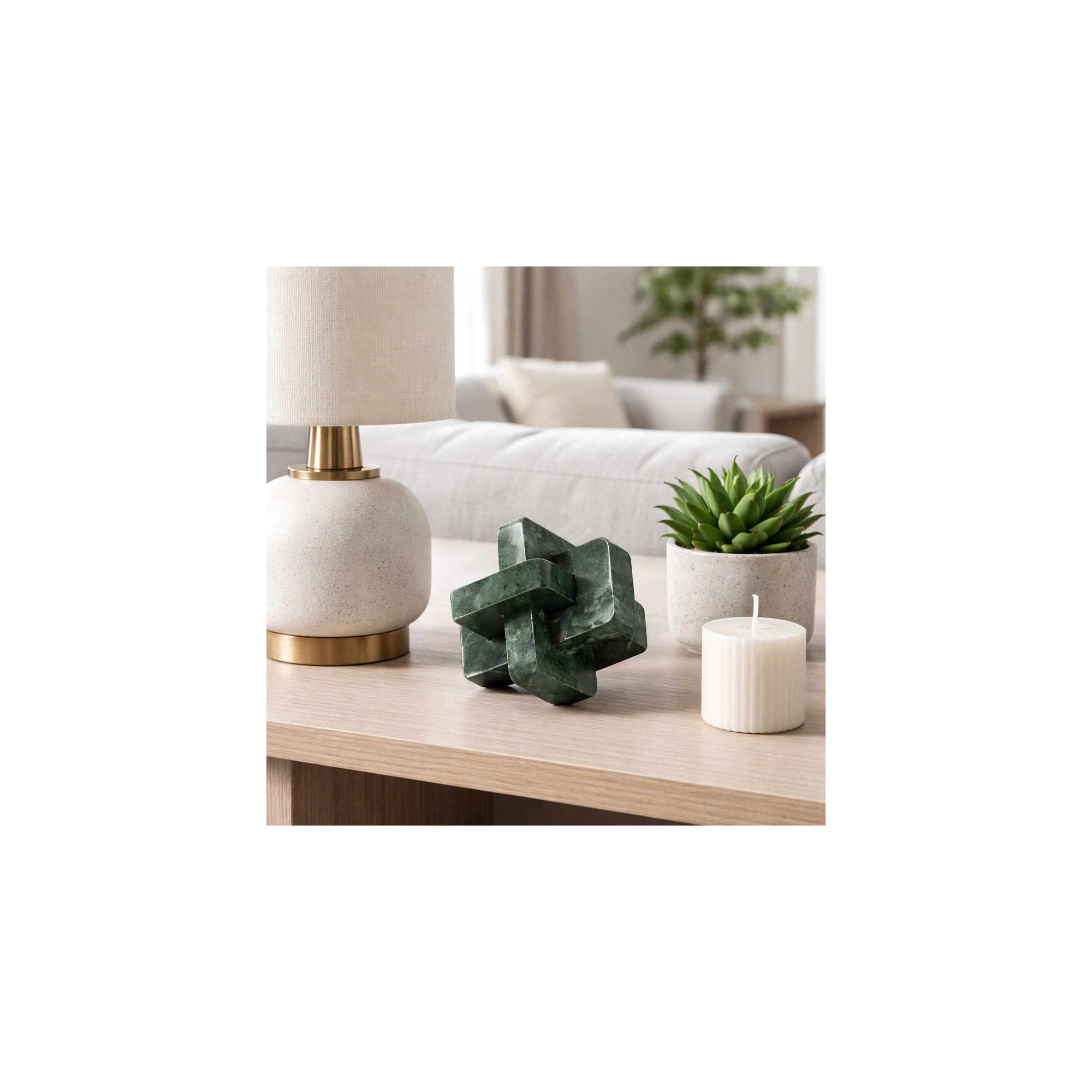 Dimora Green Marble Knots, Ideal Home Accent, 6" H x 6" W x 6" D
