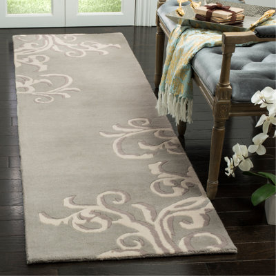 Tapis turquoise / ivoire en laine touffeté à la main Avalon