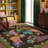 Oriental Animal Print with Tropical Botanical Floral Machine Washable Area Rug-1348866754-1348866752