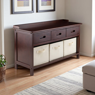 Banc de rangement 4 pièces avec 3 paniers pliables et 3 tiroirs Signe, H 21,55 po x l 37,98 po x P 14,03 po Signe