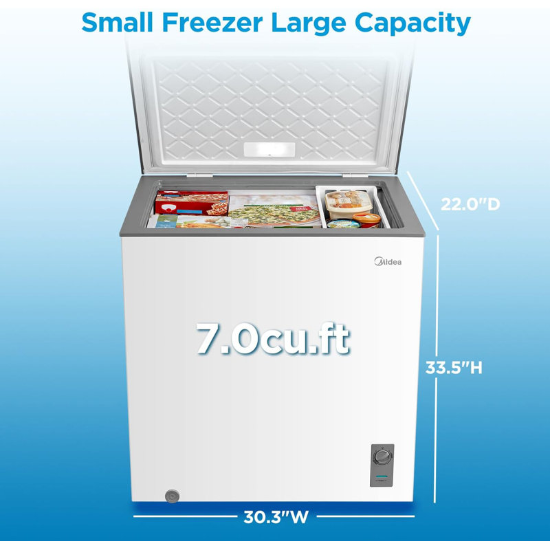 Midea 7 cu. ft. Convertible Chest Freezer and Refrigerator with Removable Storage Basket, White