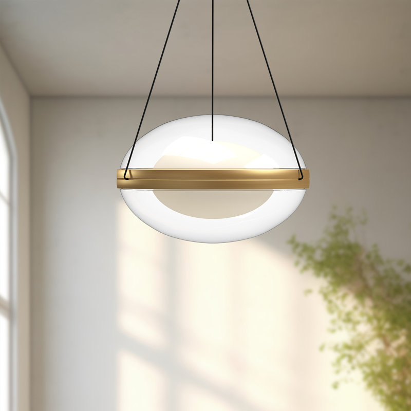 Virgo 1 - Light LED Pendant, Brushed Gold, 8.25" H x 12.13" W x 12.13" D