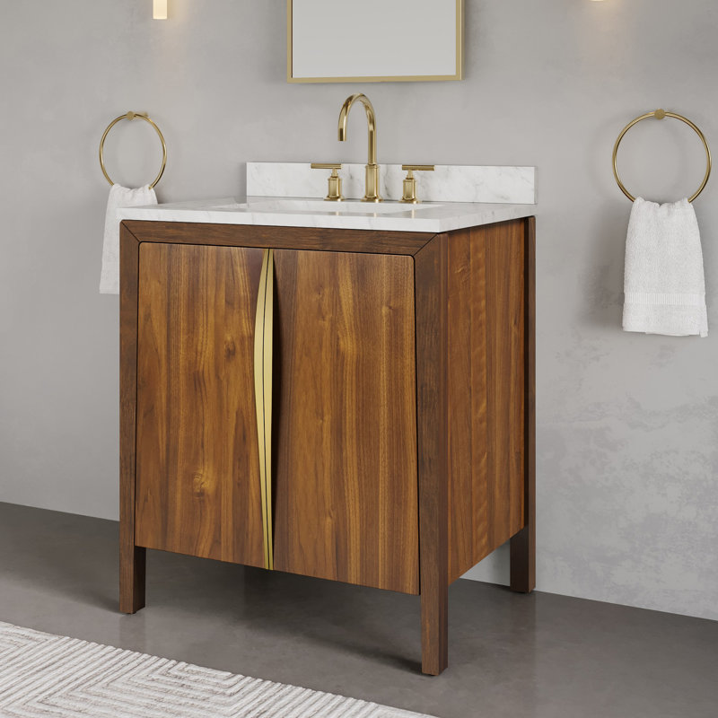 Meuble-lavabo en marbre blanc Carrara de 30 po Klangenc
