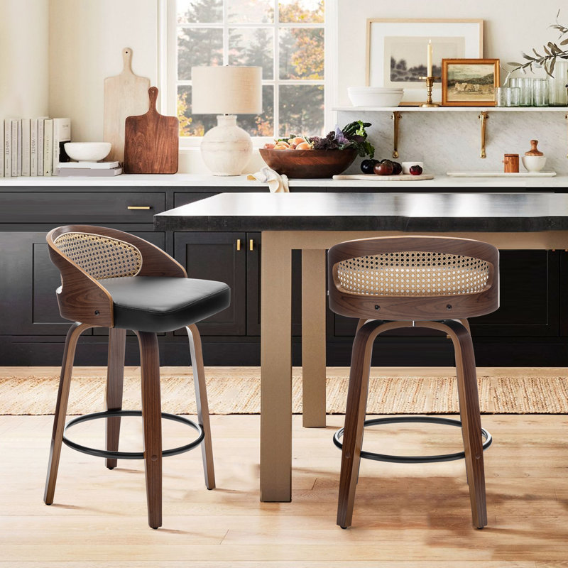 Leeana Swivel Bar Stool, Counter Stool (63.5cm Seat Height), Black