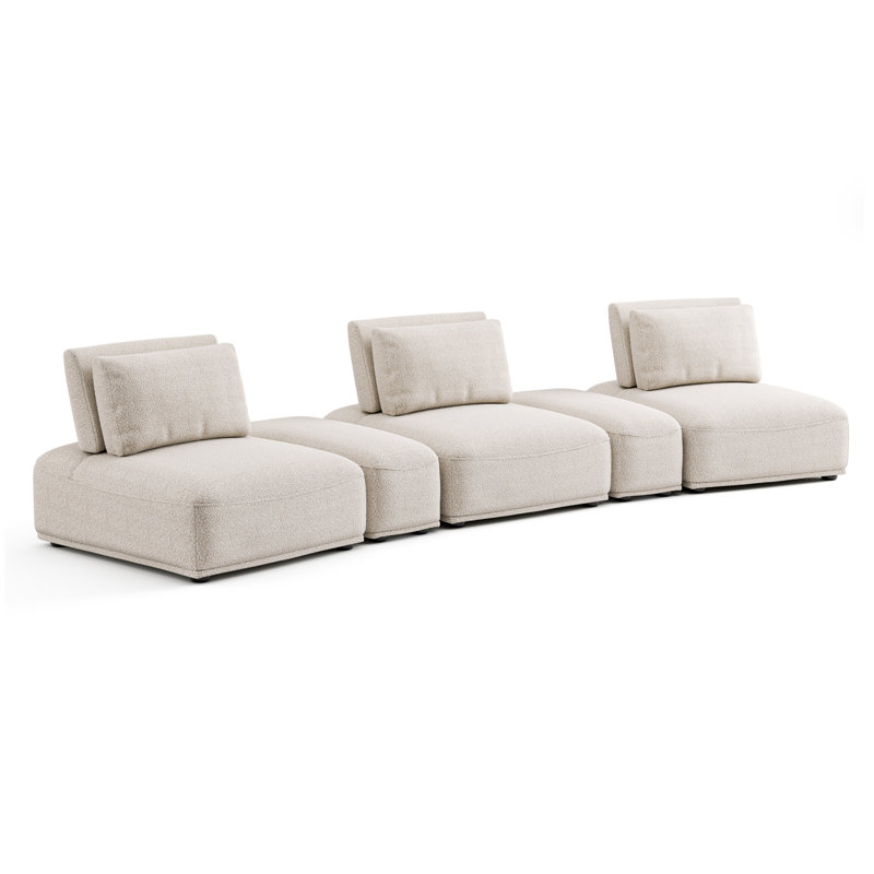 Canapé modulaire 5 pièces Aukeem, Polyester beige