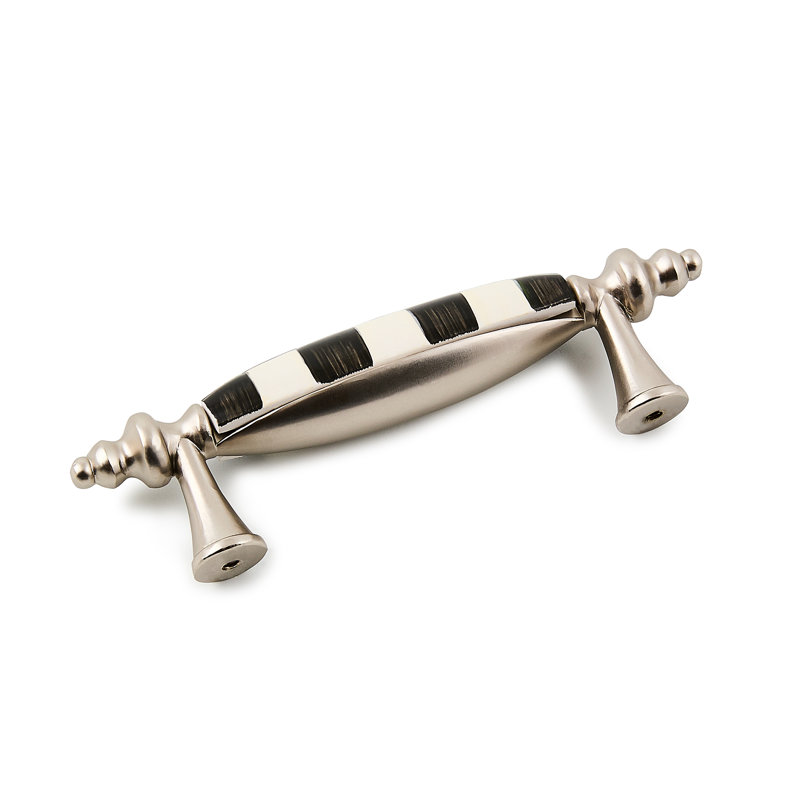 Courtly Check Brass Drawer Pull, Nickel/Black/White