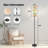 PeeNoke 68.5" Standing Floor Lamp Blue Butterflies Orange Fruits Green Leaves Dimmable Metal Pole Lamp with Linen Lampshade LED Bulb Included
