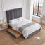 Lit plateforme moderne capitonné en velours avec tête de lit extra-haute et tiroirs de rangement, Queen, gris-1247992397-1247992387