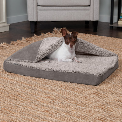 Berber and Suede Blanket Top Mattress Memory Foam Dog Bed