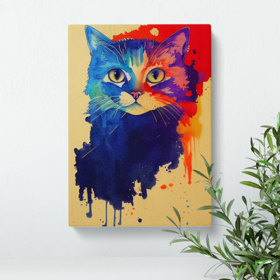 Cat In Paint No.2 - Wrapped Canvas Print