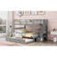 Lit superposé double au-dessus de double avec lit gigogne, rangement et barrière de sécurité pour chambre à coucher, dortoir - gris (ancien SKU: LT000210AAE)