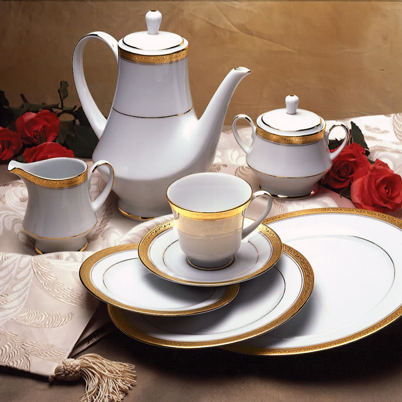 Noritake Crestwood Sugar and Creamer Set, Gold