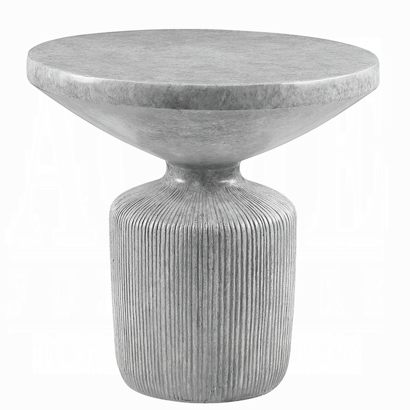 Table de bout 24 po en ciment gris patiné avec piédestal pour les occasions de rassemblement