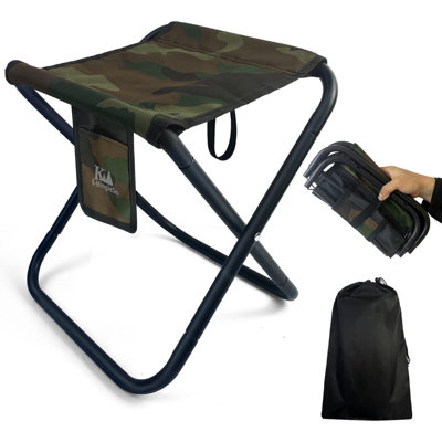 Upgraded Portable Folding Stool, 13 Inch Camping Stool For Adults Fishing Hiking Gardening And Beach With Carry Bag, Hold Up To 450Lbs[Camo]