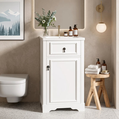 Ensemble de meuble-lavabo compact autoportant compact