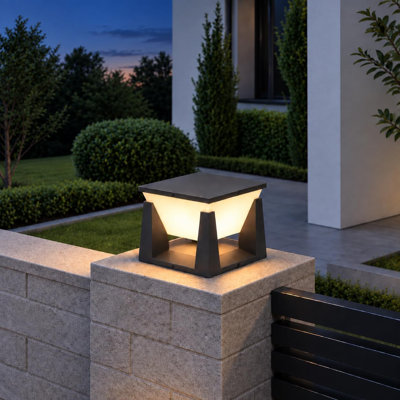 Quankoach 10.2 in Hardwired Outdoor Post Cap Light with E26 Bulb with Outdoor Shade