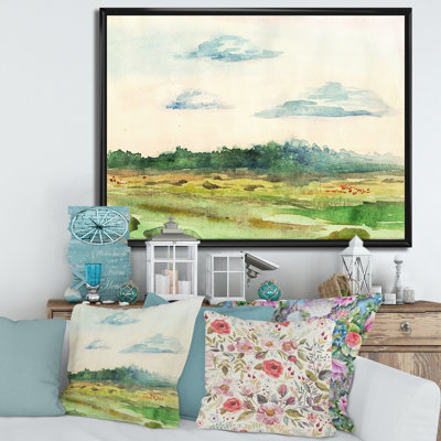 " Green Blossoming Summer Landscape " Painting Print