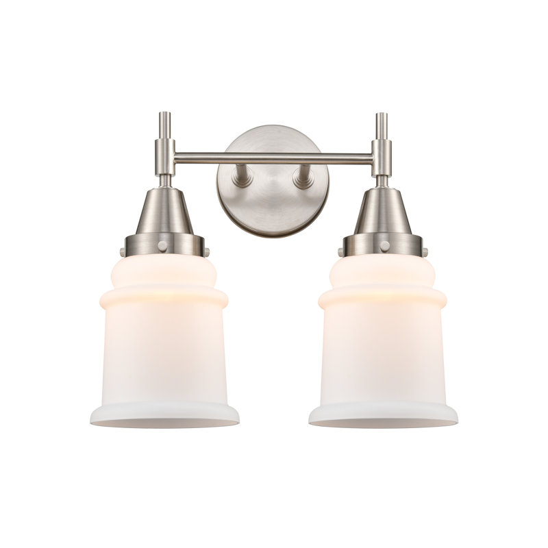 Éclairage pour meuble-lavabo à 2 lumières à intensité variable Gayle, Nickel satiné, Blanc mat, Ampoule DEL rétro 4 watts