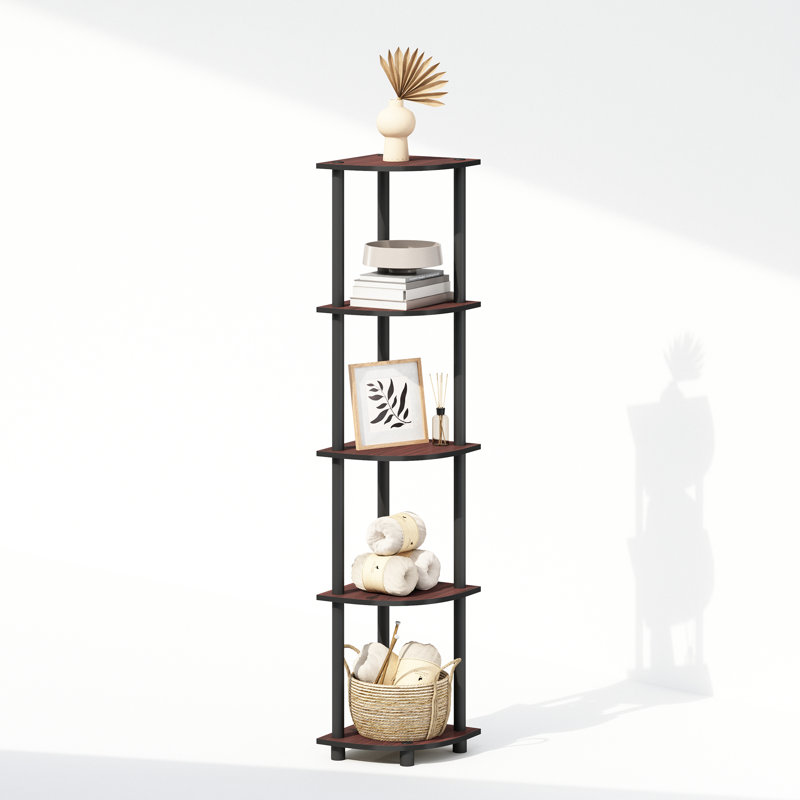 Shamblin Corner Bookcase, Dark Cherry/Black