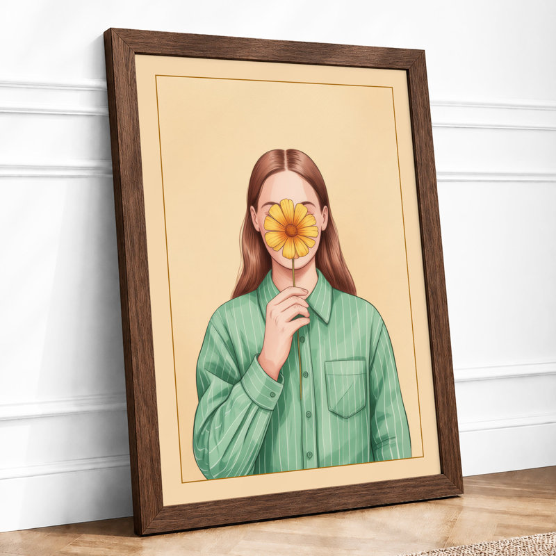 Face in Bloom Modern - Framed Print, A2 - 59.4 x 42.0 cm, Walnut