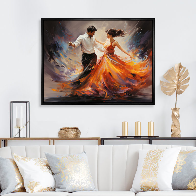 Soulful Dancing III - Impressions sur toile de divertissement, H 24 po x l 32 po x P 1 po, Cadre flottant noir
