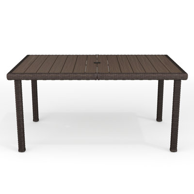 Martha Stewart Bedford 62" Outdoor Rattan Wicker Patio Table with Engineered Wood Top