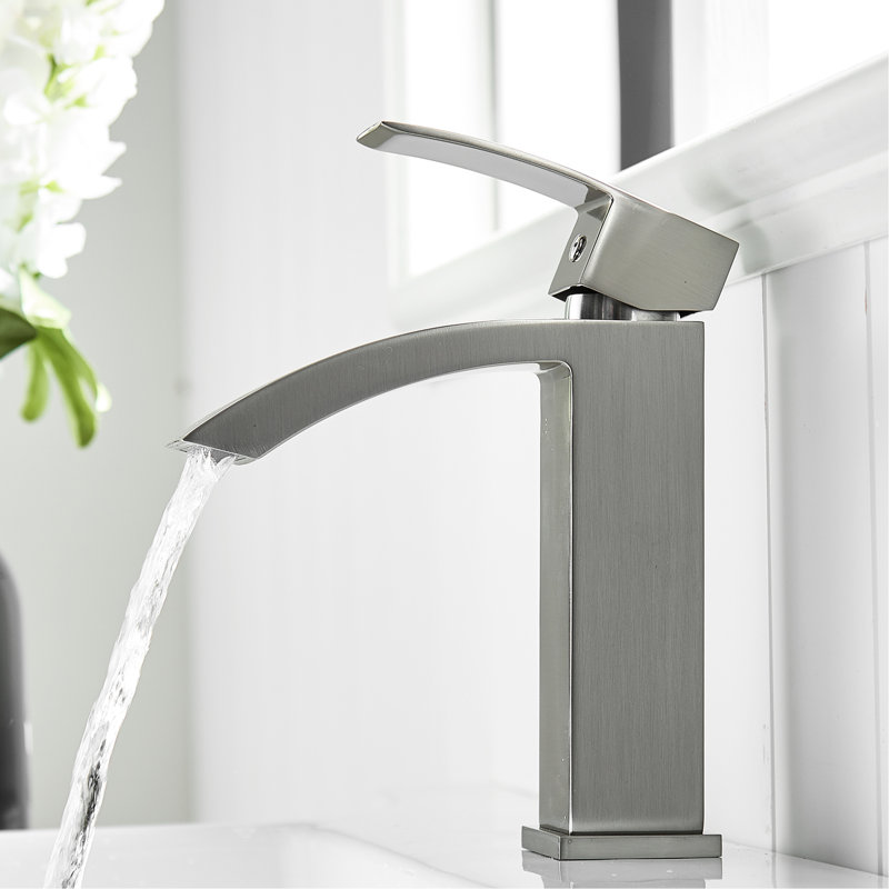 Modern Bathroom Faucet In Brushed Nickel - Side And Cartridge Valve Sink Manual Handle