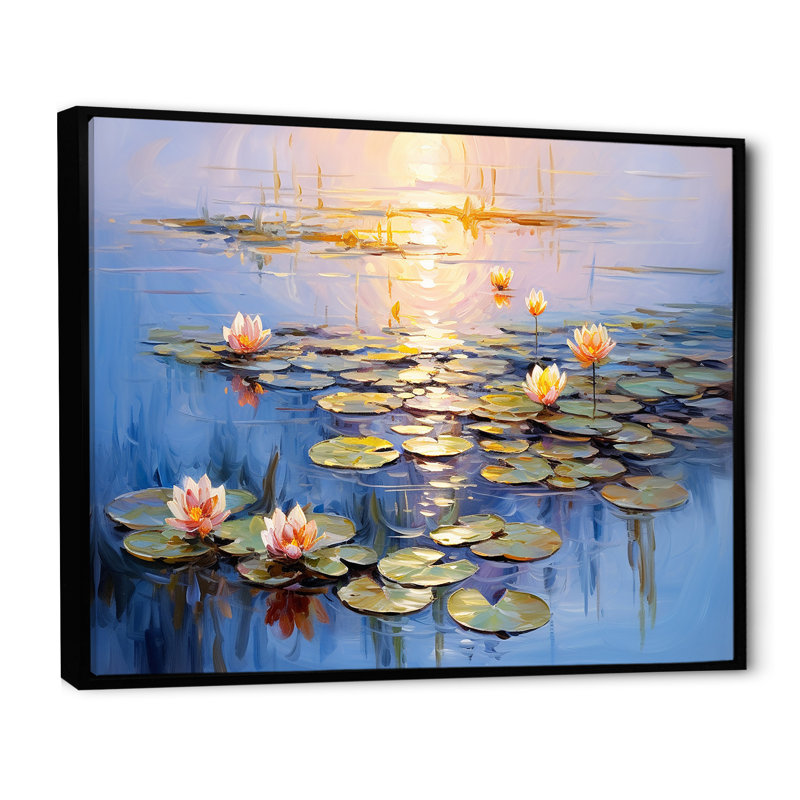 «Monets Water Lily Pond Reflections 4 - Lake», art mural, H 30 po x l 40 po x P 1,5 po, Cadre flottant noir