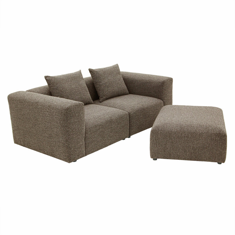 3 Seater Sofa & Chaise, Brown 