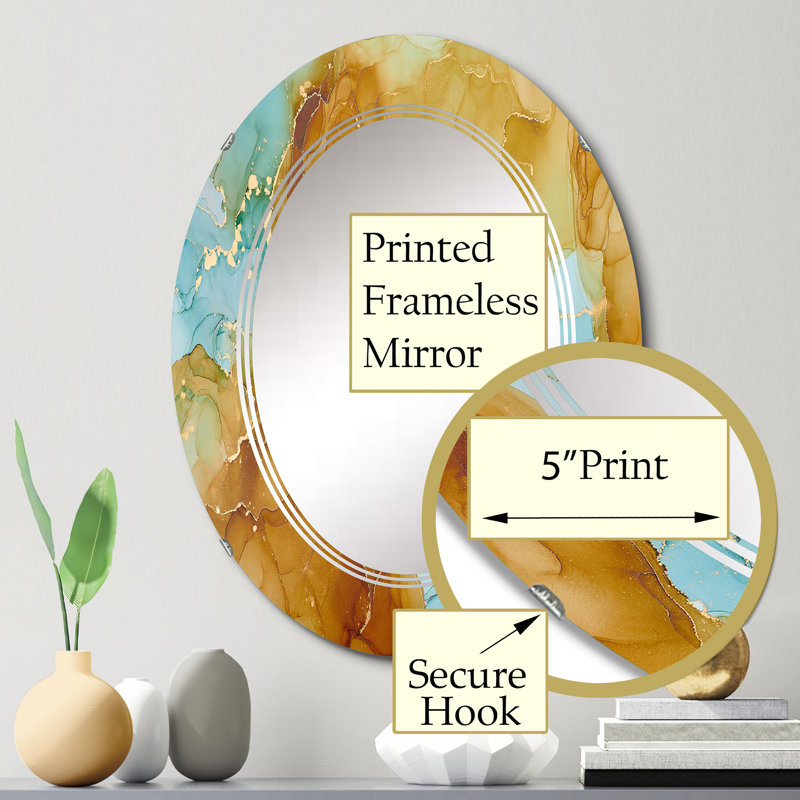 Miroir mural moderne et abstrait brun, 30 po x 20 po
