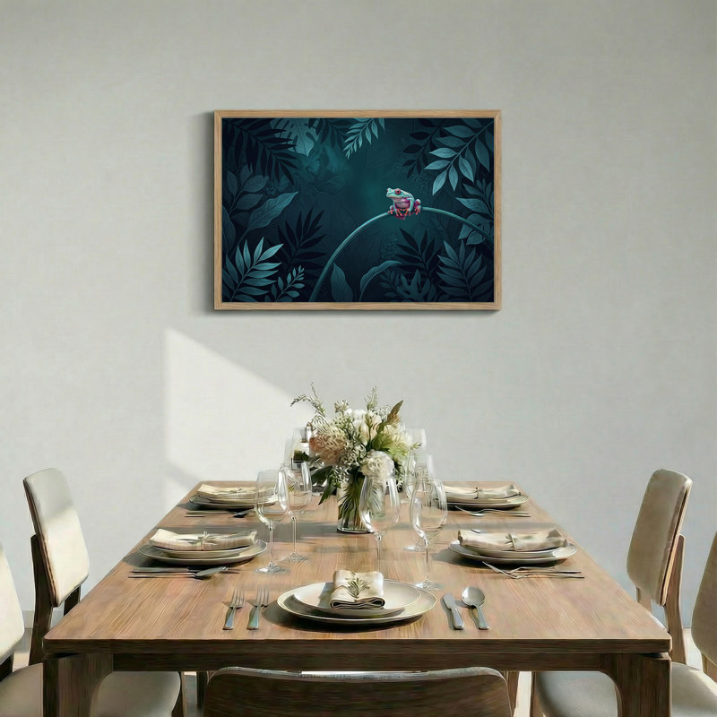 Art mural sur toile, "Rainette aux yeux rouges sur vigne courbée", H 24 po x l 36 po