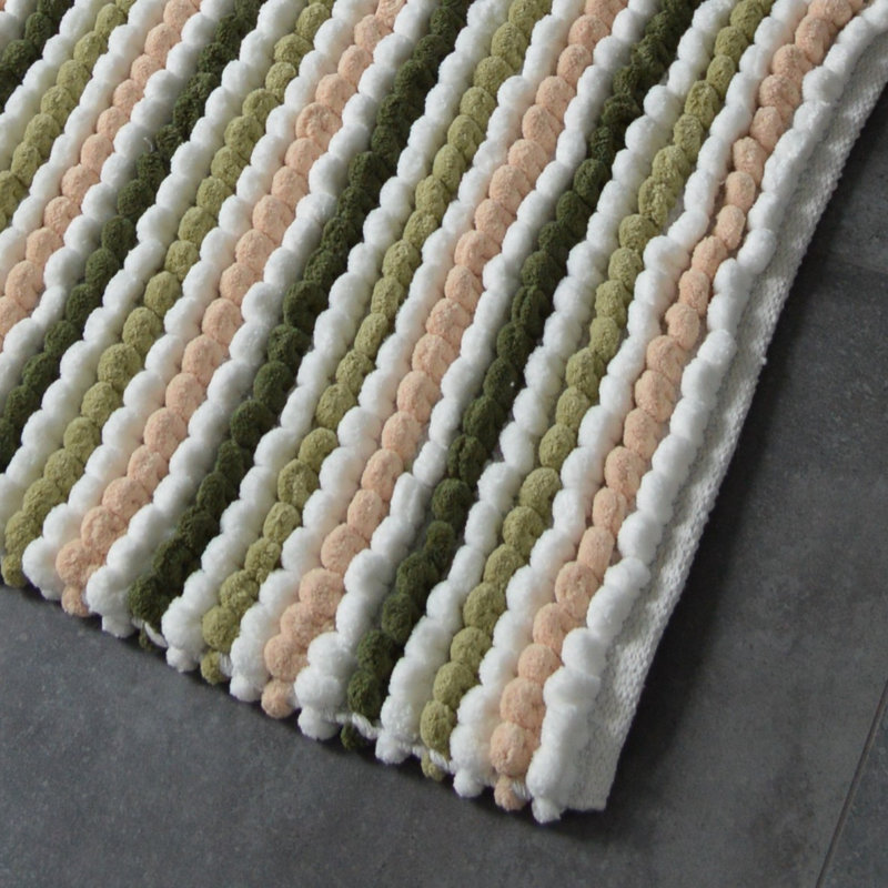 Alisbha Striped Chunky Bobble Bath Mat, Green