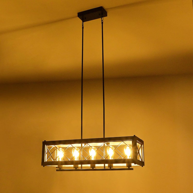 Lustre carré / rectangulaire à 5 lumières pour îlot de cuisine Jaishawn