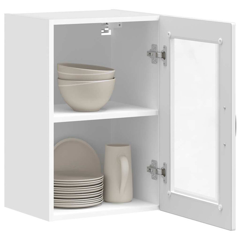 Latitude Run Kitchen Corner Base Cabinet Porto Engineered Wood, High Gloss White