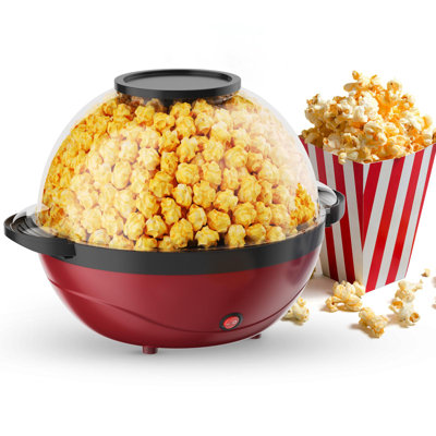 Electric Popcorn Machine, Home Use 6 Quart/24 Cup Stirring Popcorn Maker With Vented Serving Lid, Non-sticking Coating, Stainless Steel Rod, Side Hand -  Giantex, GLO660306RE