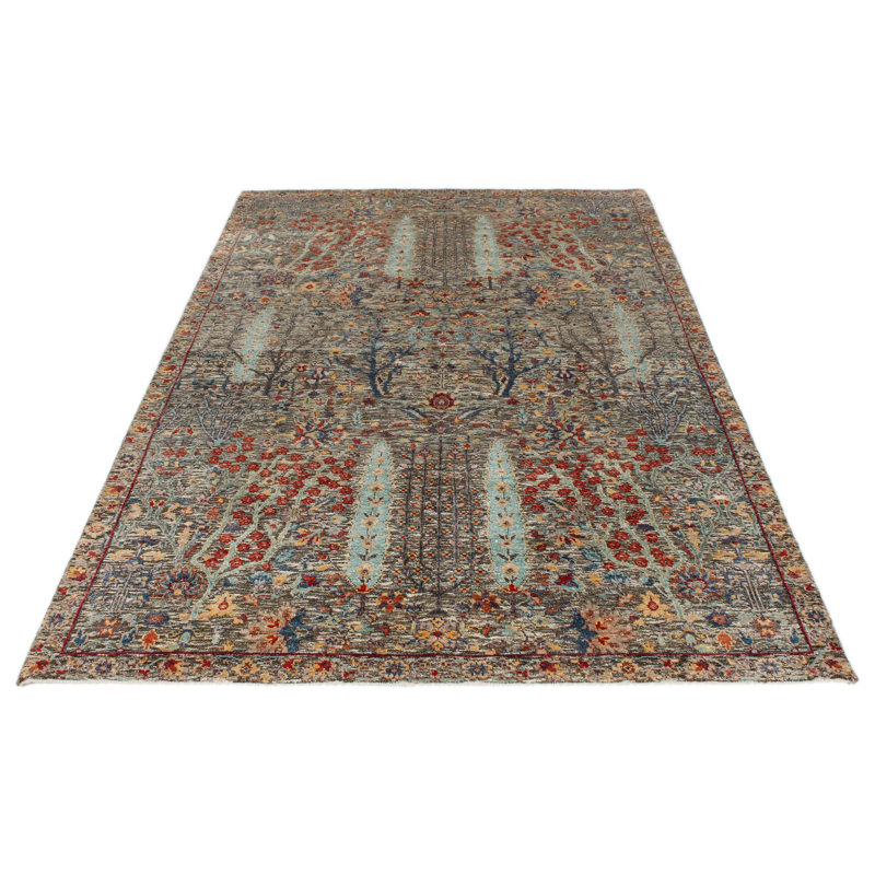 Tapis Oushak 5x8 brun et multicolore