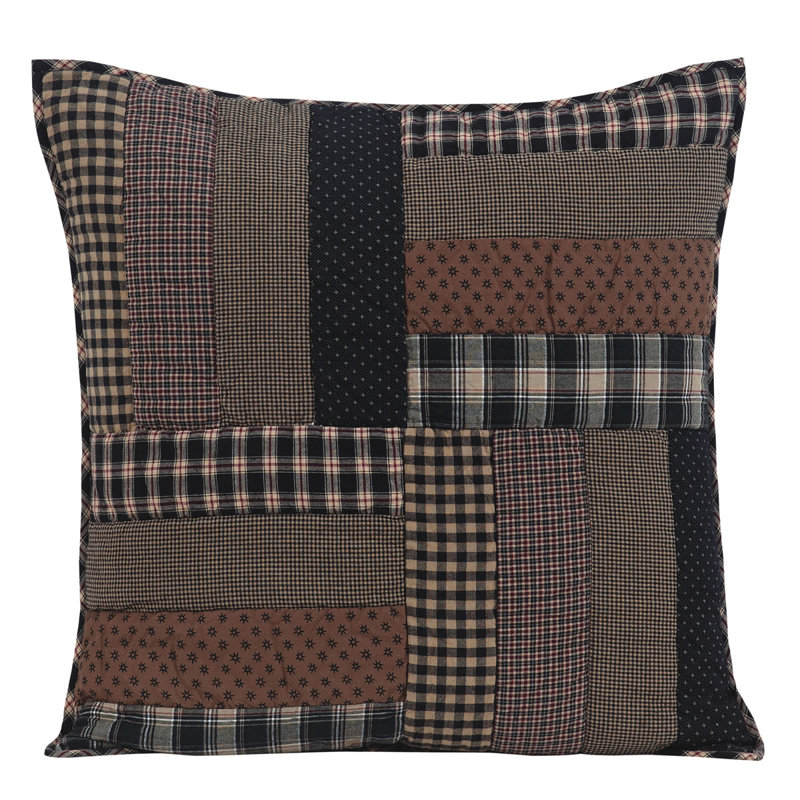 Bingham Star 26" Black and Red Cotton Euro Sham