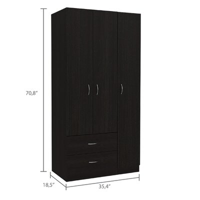 Freeport Park® Ferrante 3 Door Armoire with Drawers, Shelves, and ...