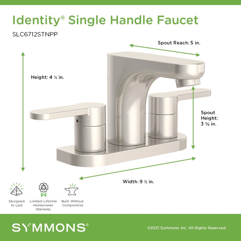 Robinet central Identity avec bonde à poussoir, Nickel satiné