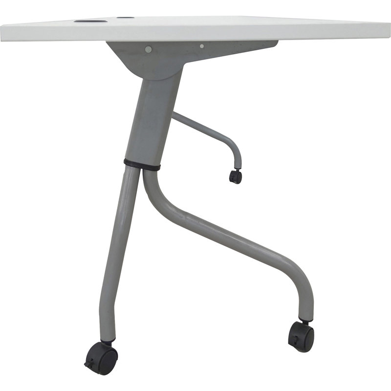 Rectangle 2 Person Flip Top Modular Training Table with Casters and Modesty Panel and Cable Management, 72" H x 24" W x 30" D