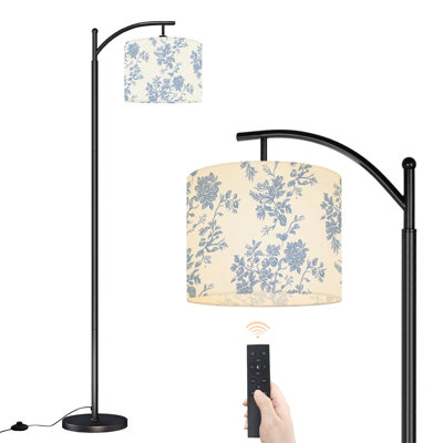 Lampe sur pied à arche rétro, floral, rétro, moderne, broderie, texture, bohème, lampes sur pied avec télécommande et abat-jour à DEL