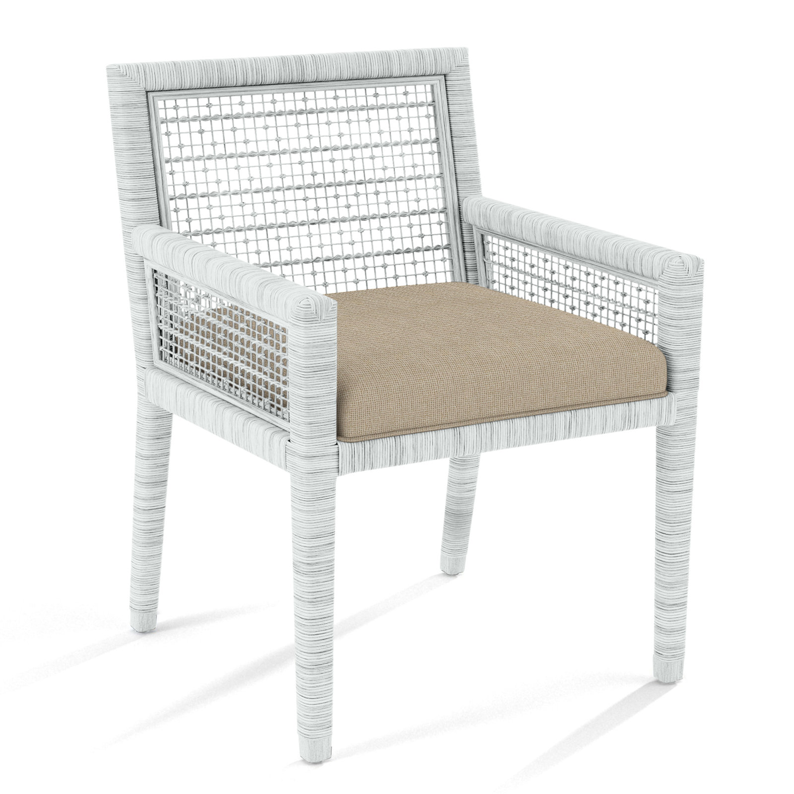 Glinda Dining Armchair, Oatmeal Crypton Performance; 0822-74, Frost White
