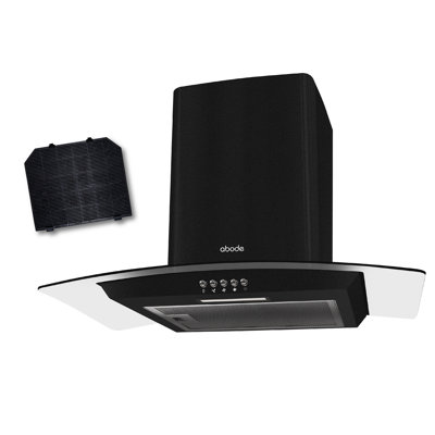 Abode Agch6031b 60cm Curved Glass Cooker Hood - Black