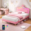 Upholstered Bed With Led Adjustable Crown Shape Headboard-1164145276-1153949537