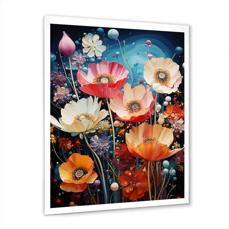 Fleurs sauvages en fleurs sur toile, H 40 po x l 30 po x P 1,5 po, Cadre simple blanc