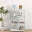 Vitrine moderne en verre avec lumières DEL, armoire antique à assemblage rapide, bibliothèque en verre trempé-375578033
