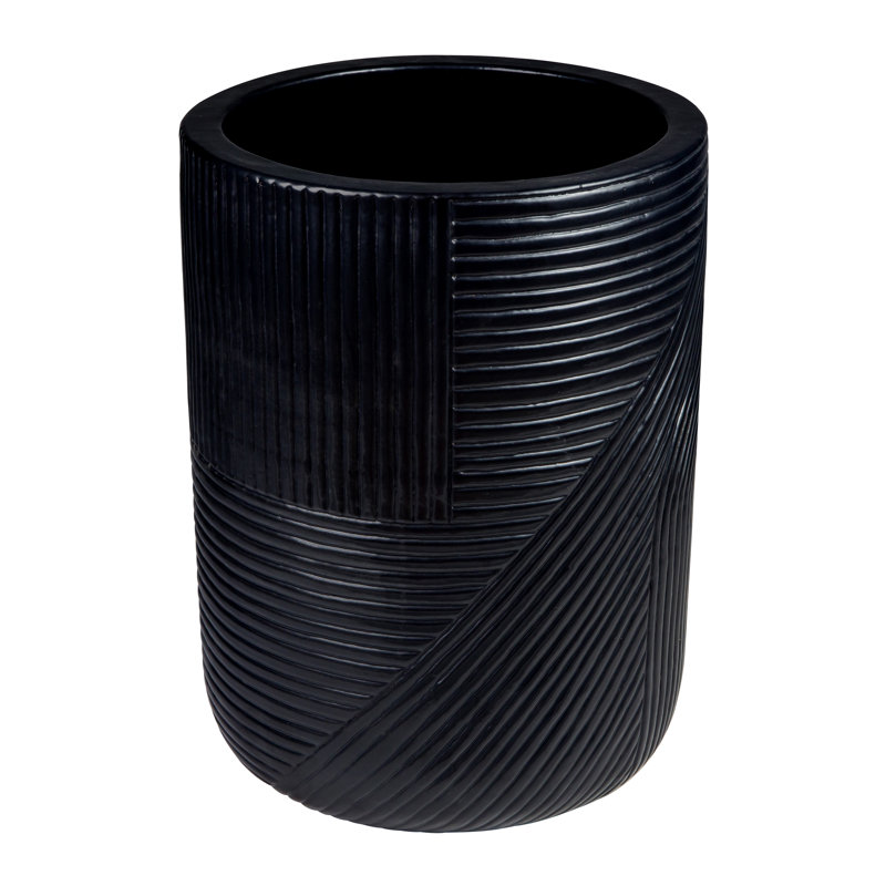 Provenance Signature Handmade Ceramic Planter, Gloss Coal