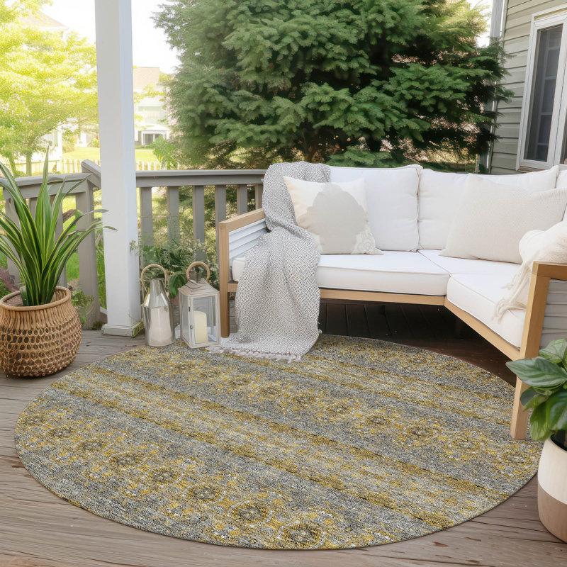 Tapis intérieur / extérieur Everlee avec envers antidérapant, Rond 8 pi