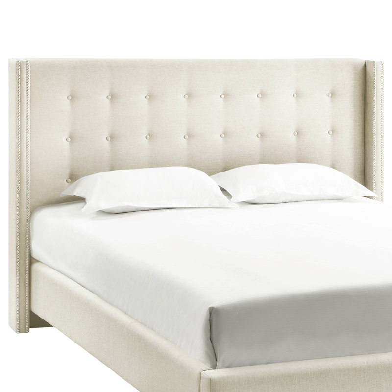 Kaster Upholstered Wingback Bed, Queen, Cream